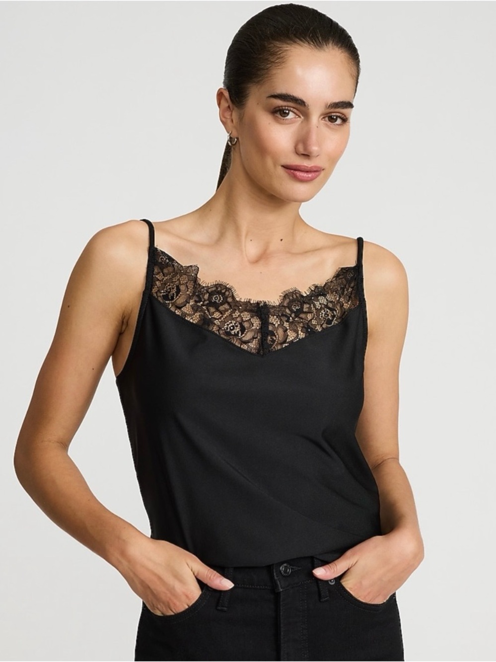 Express Black Lace Trim Bra Camisole Size M